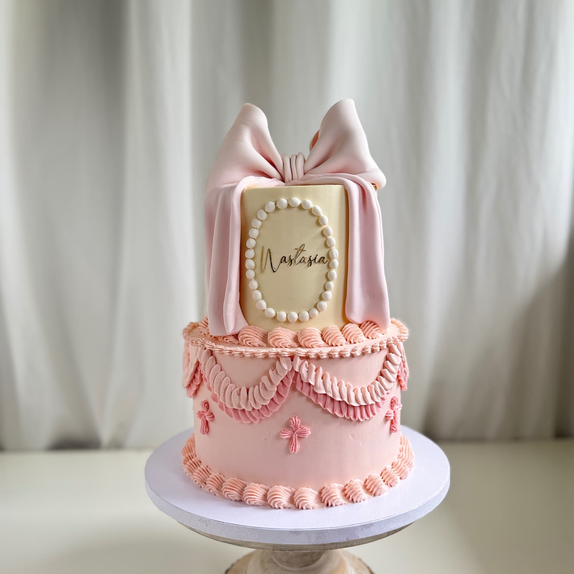 2 Tiered Cake with Bow — Shannon's Cake Shop