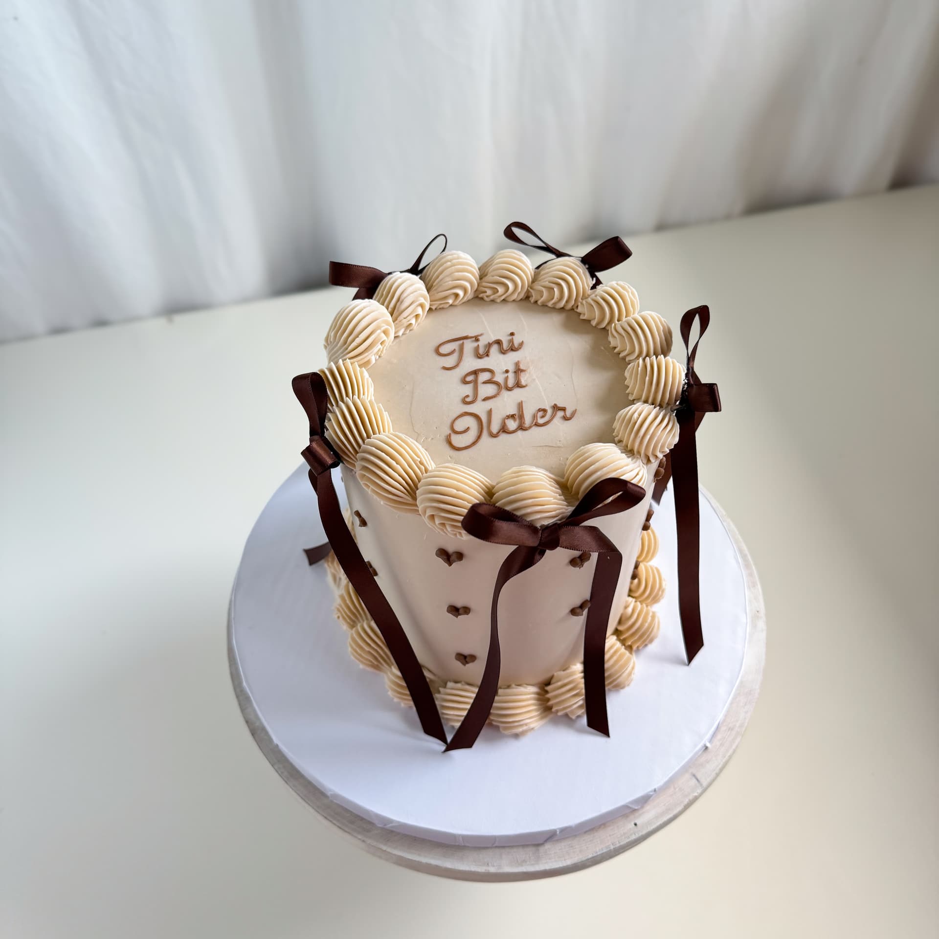 Brown Heart Cake with Bows — Shannon's Cake Shop